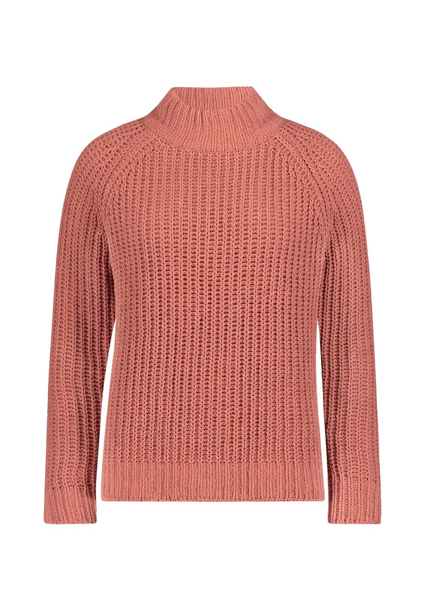 Strukturierter Rippstrick-Pullover mit Stehkragen
