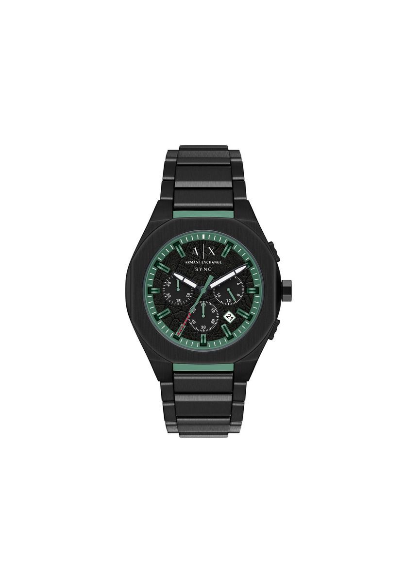 Elegante schwarze Chronographenuhr aus Edelstahl