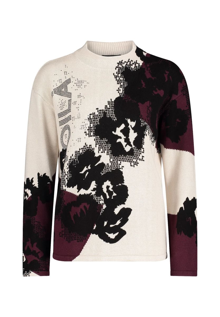 Floraler Intarsien-Strickpullover