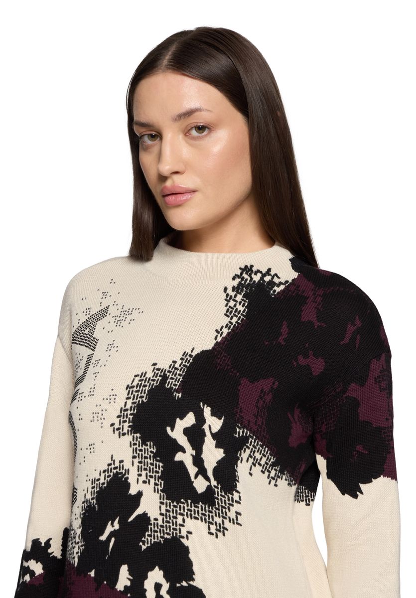 Floraler Intarsien-Strickpullover