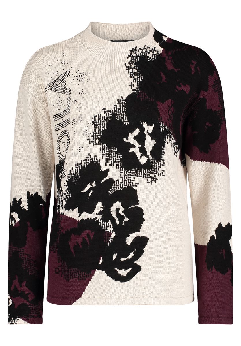 Floraler Intarsien-Strickpullover
