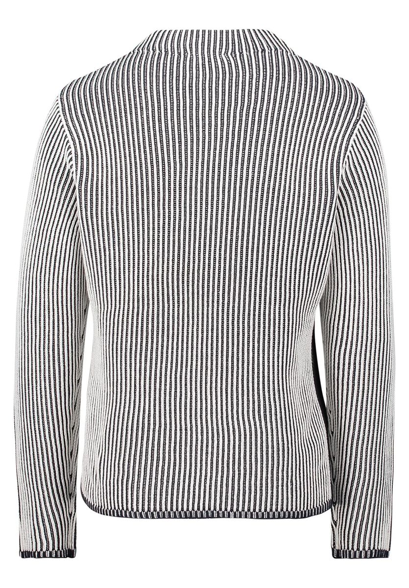Gestreifter Rippenstrick-Pullover mit Stehkragen