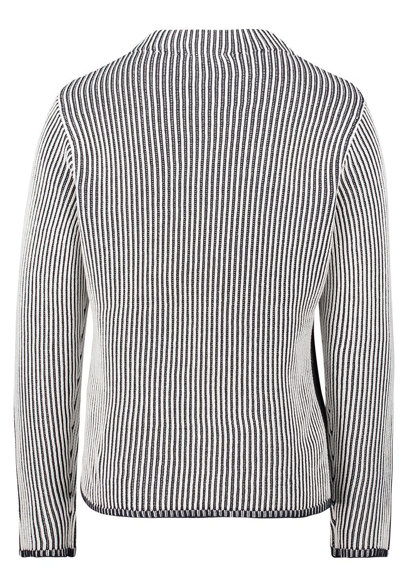 Gestreifter Rippenstrick-Pullover mit Stehkragen