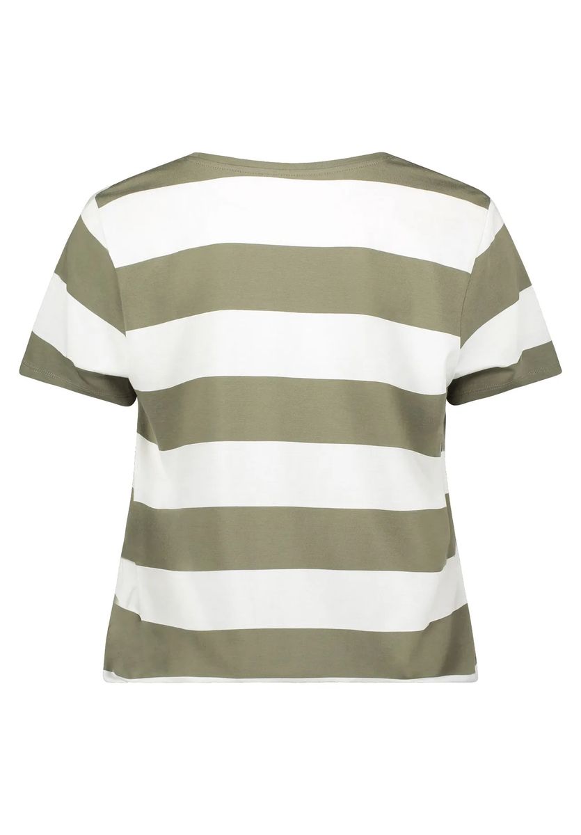 Gestreiftes T-Shirt mit Strass-Schriftzug