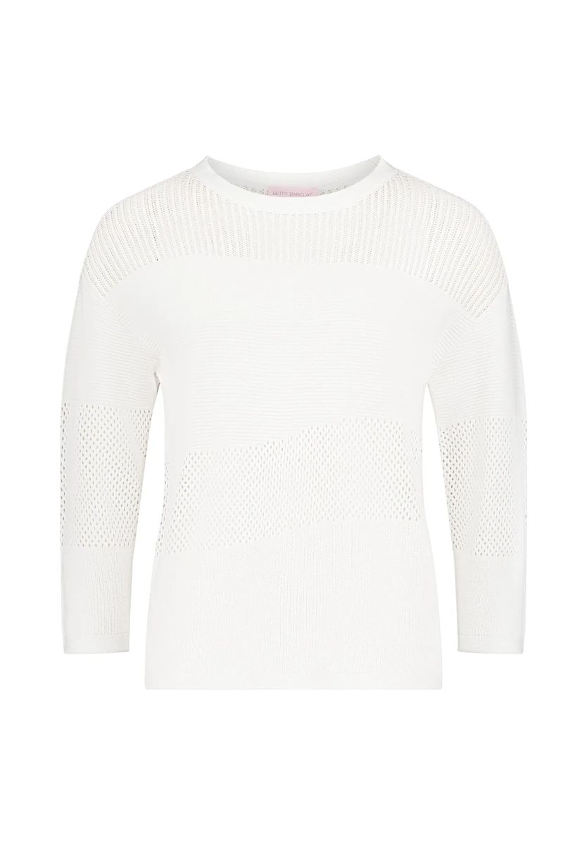 Strukturstrickpullover mit Mesh-Einsätzen