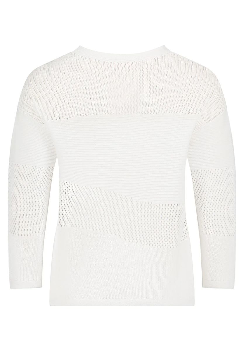 Strukturstrickpullover mit Mesh-Einsätzen