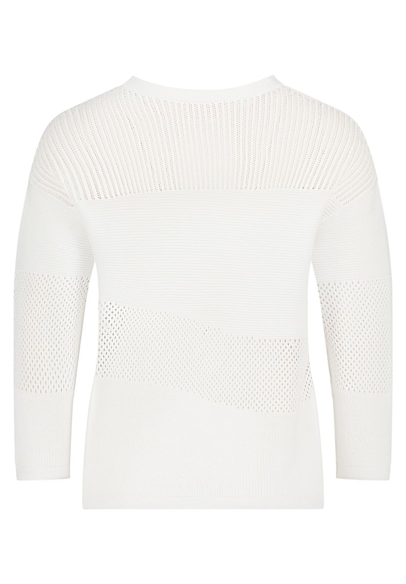 Strukturstrickpullover mit Mesh-Einsätzen