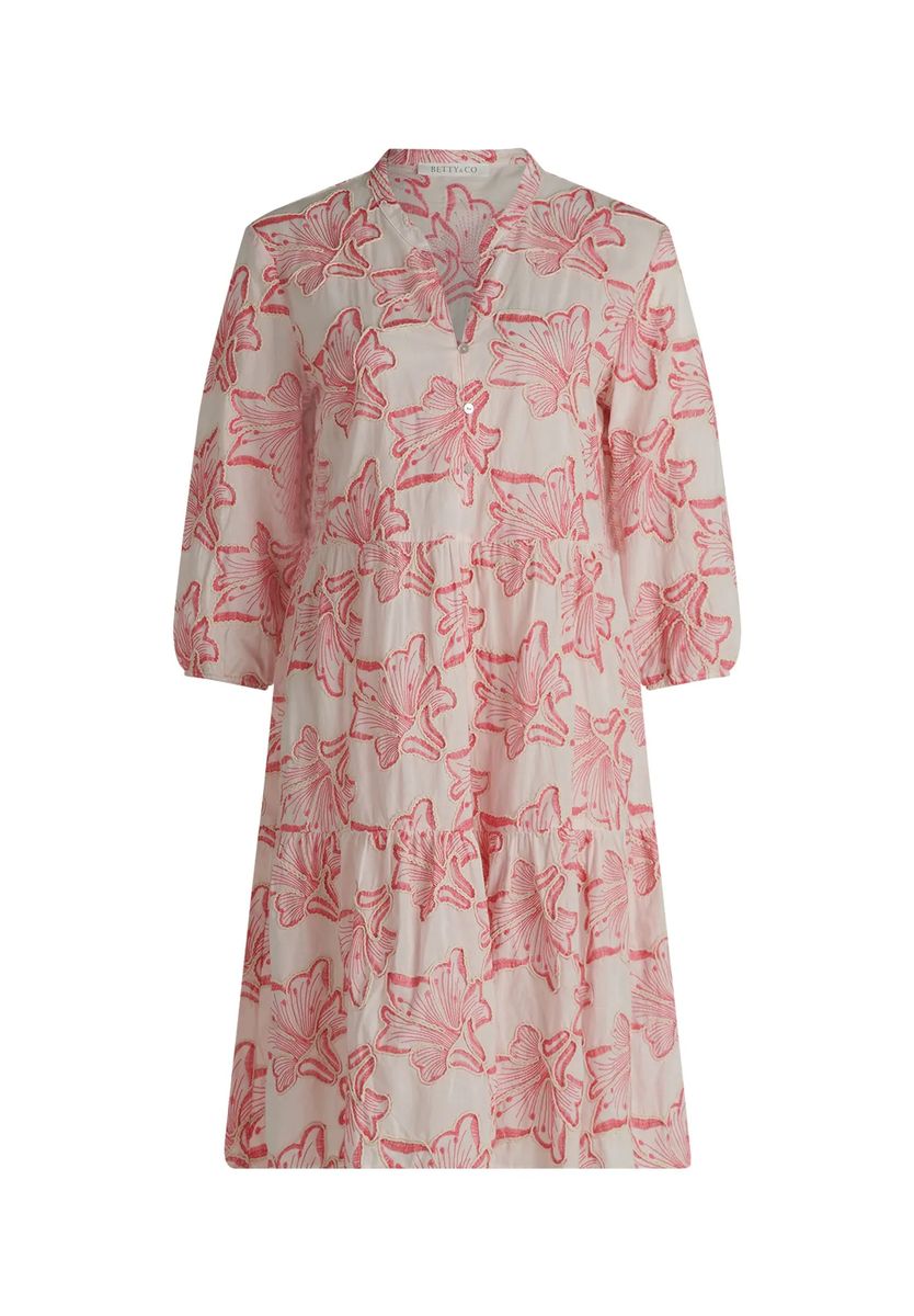 Gestuftes Kleid mit Blumenstickerei