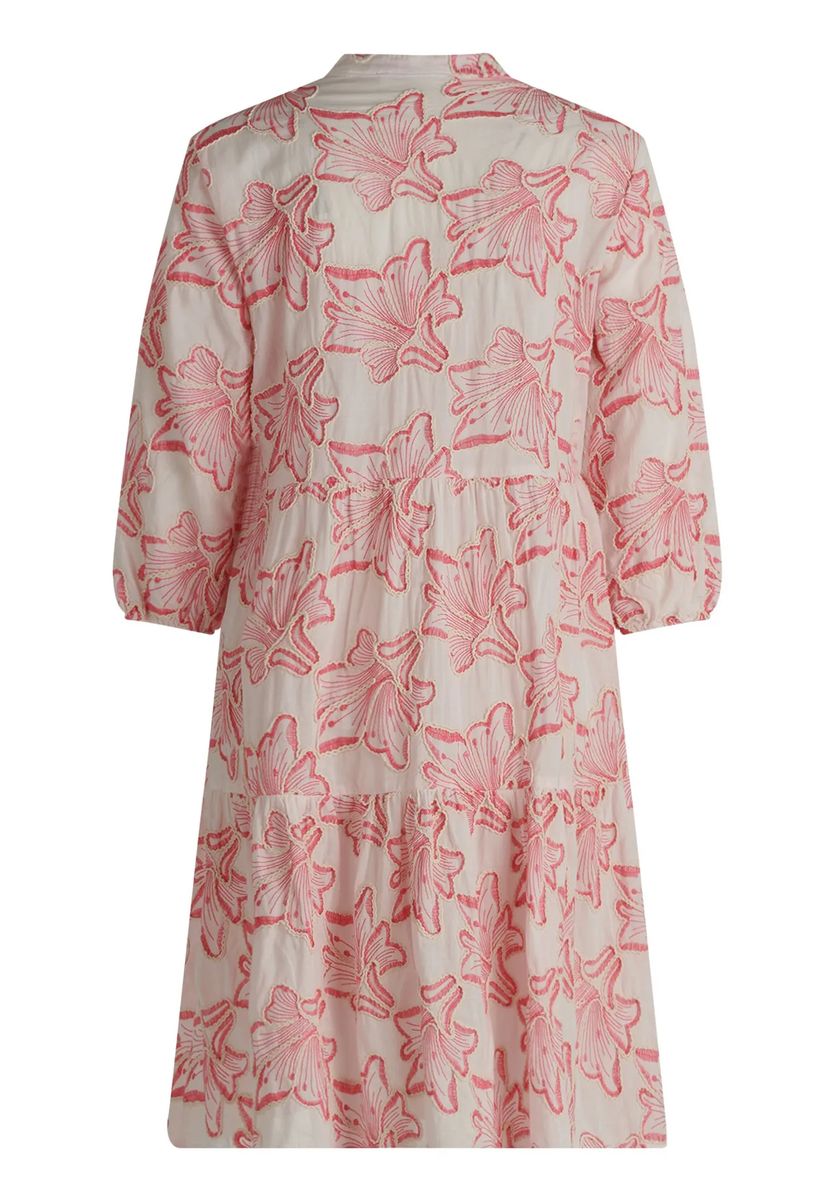 Gestuftes Kleid mit Blumenstickerei