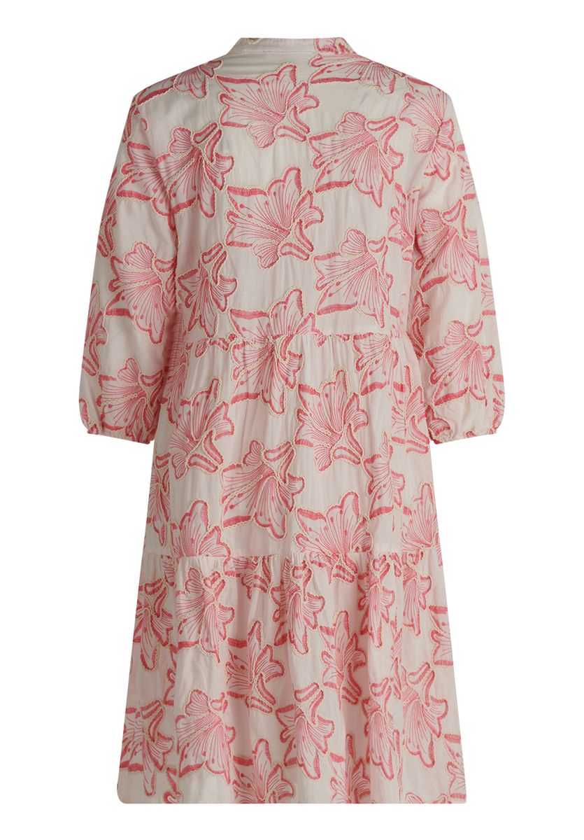 Gestuftes Kleid mit Blumenstickerei