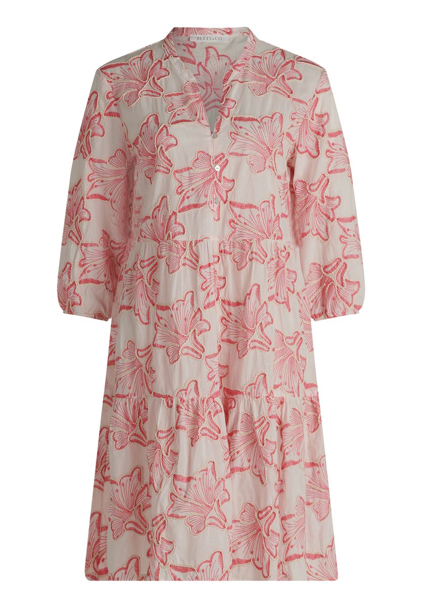 Gestuftes Kleid mit Blumenstickerei