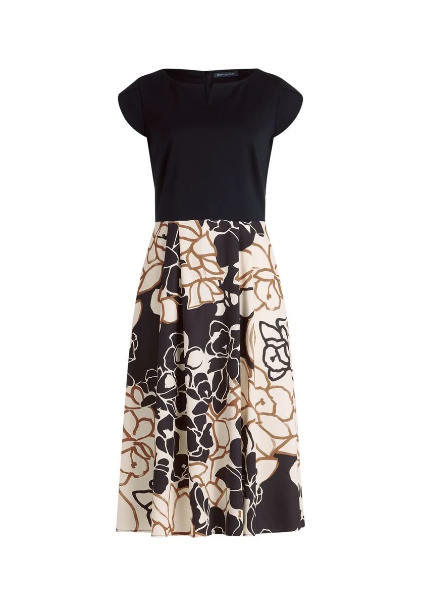 Midi-Kleid mit floralem A-Linien-Rock