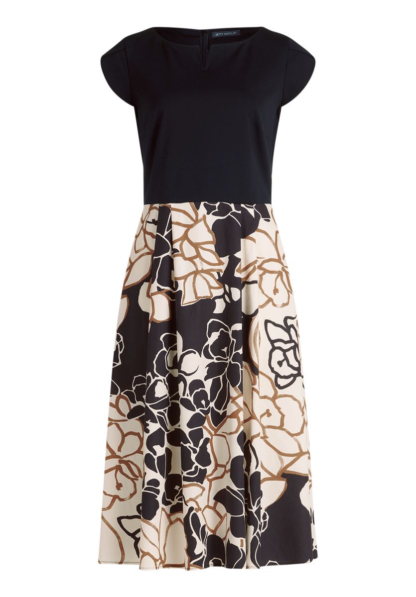Midi-Kleid mit floralem A-Linien-Rock