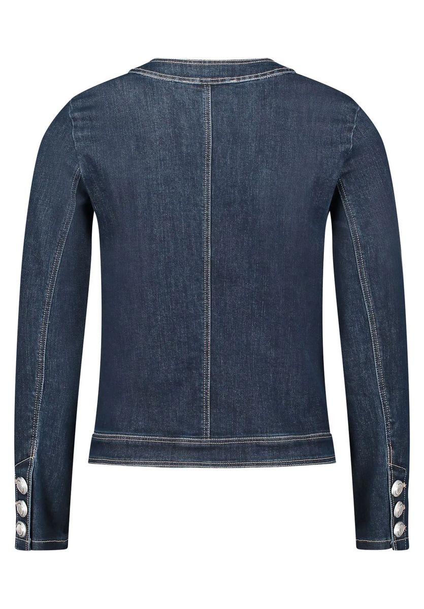 Figurnaher Jeansblazer mit Rundhalsausschnitt