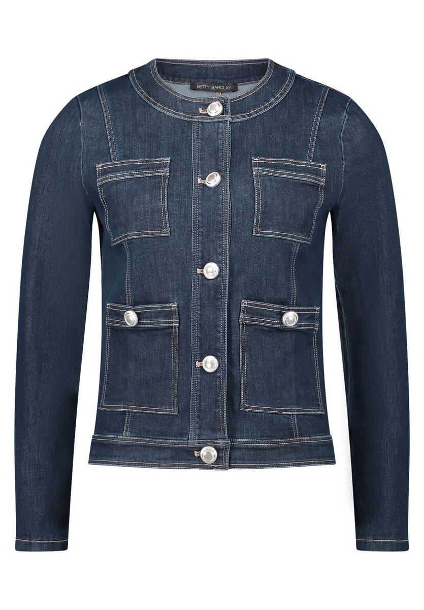 Figurnaher Jeansblazer mit Rundhalsausschnitt