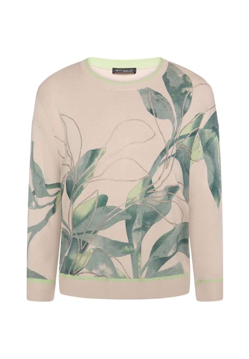 Strickpullover mit floralem Blätterprint