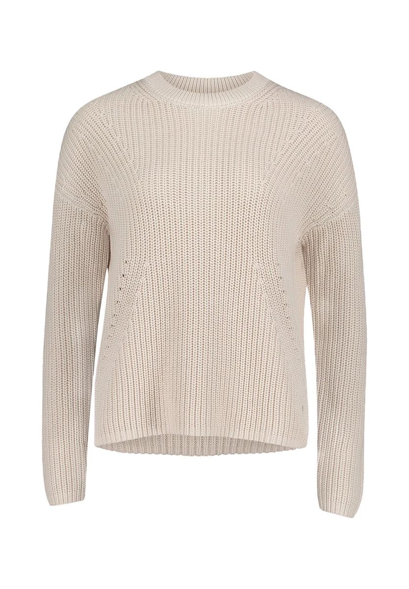 Rippstrick-Baumwollpullover mit überschnittenen Schultern