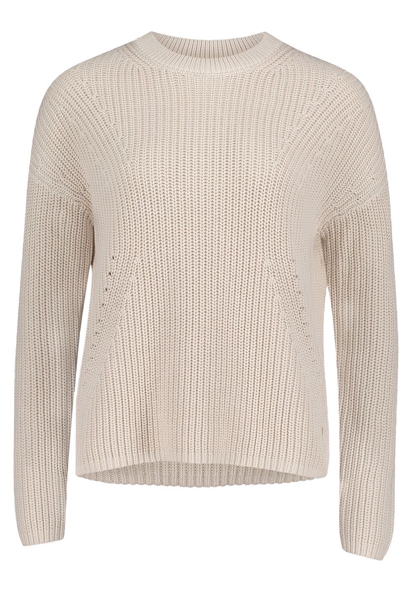 Rippstrick-Baumwollpullover mit überschnittenen Schultern