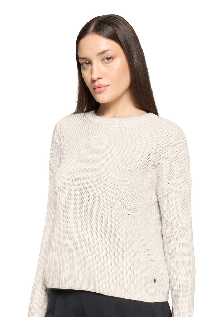 Rippstrick-Baumwollpullover mit überschnittenen Schultern