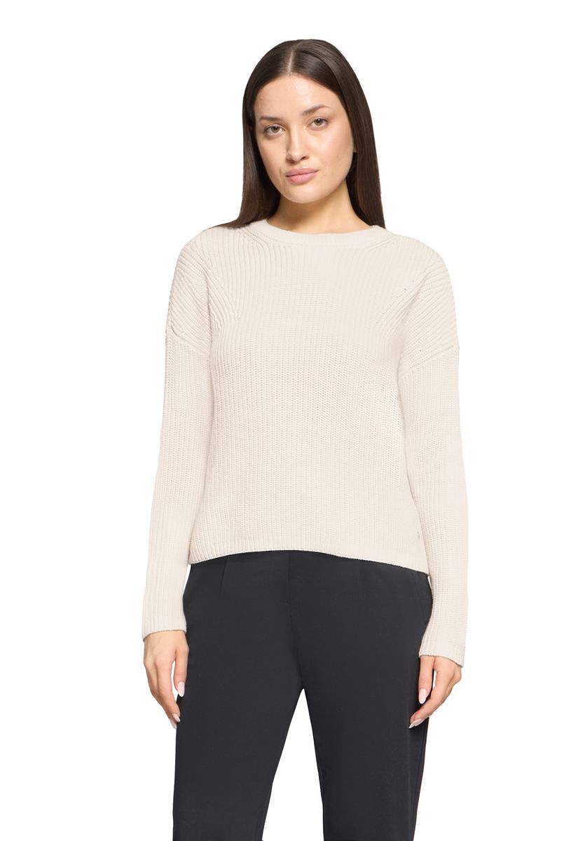 Rippstrick-Baumwollpullover mit überschnittenen Schultern
