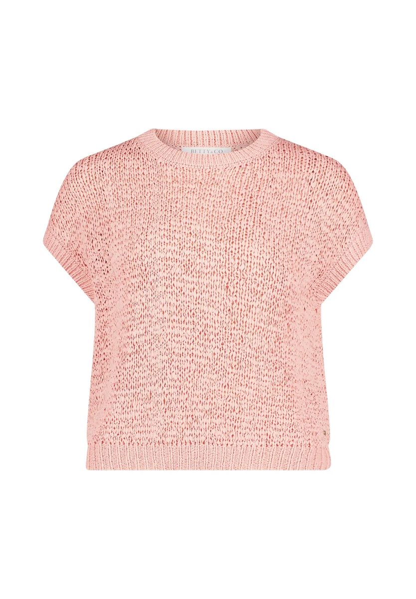 Strukturierter Kurzarm-Strickpullover