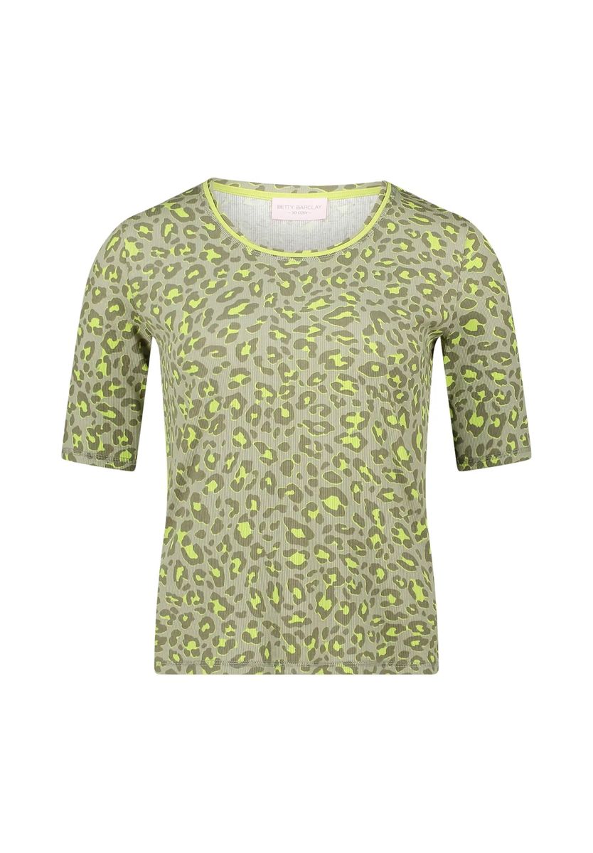 Figurbetontes Rippshirt mit Animal-Print