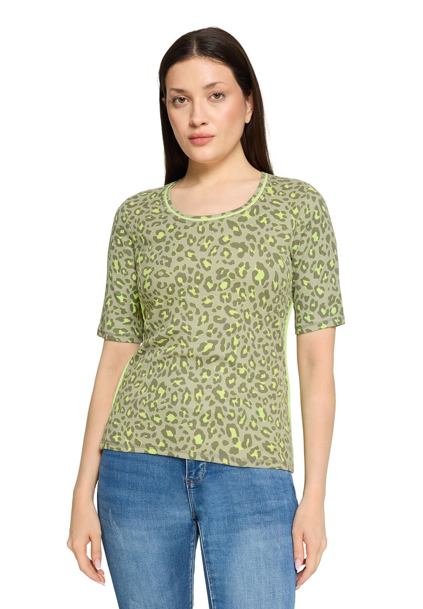 Figurbetontes Rippshirt mit Animal-Print