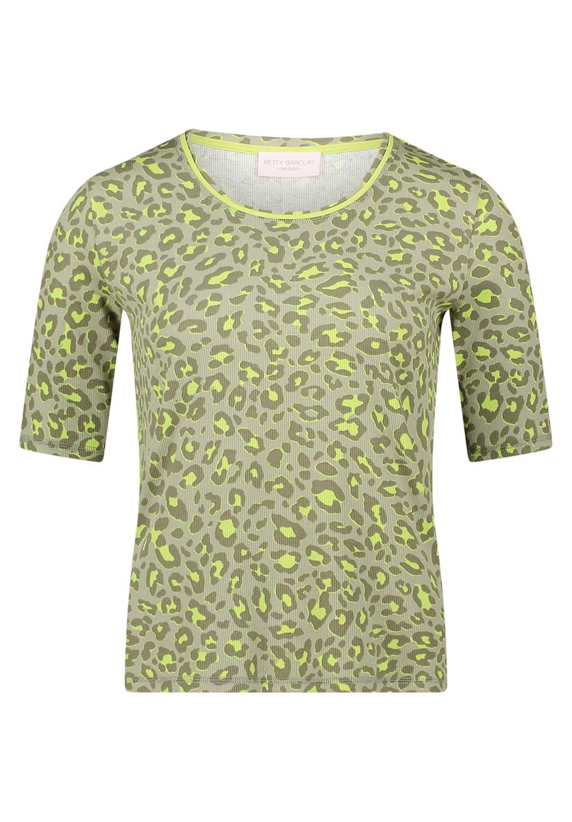 Figurbetontes Rippshirt mit Animal-Print