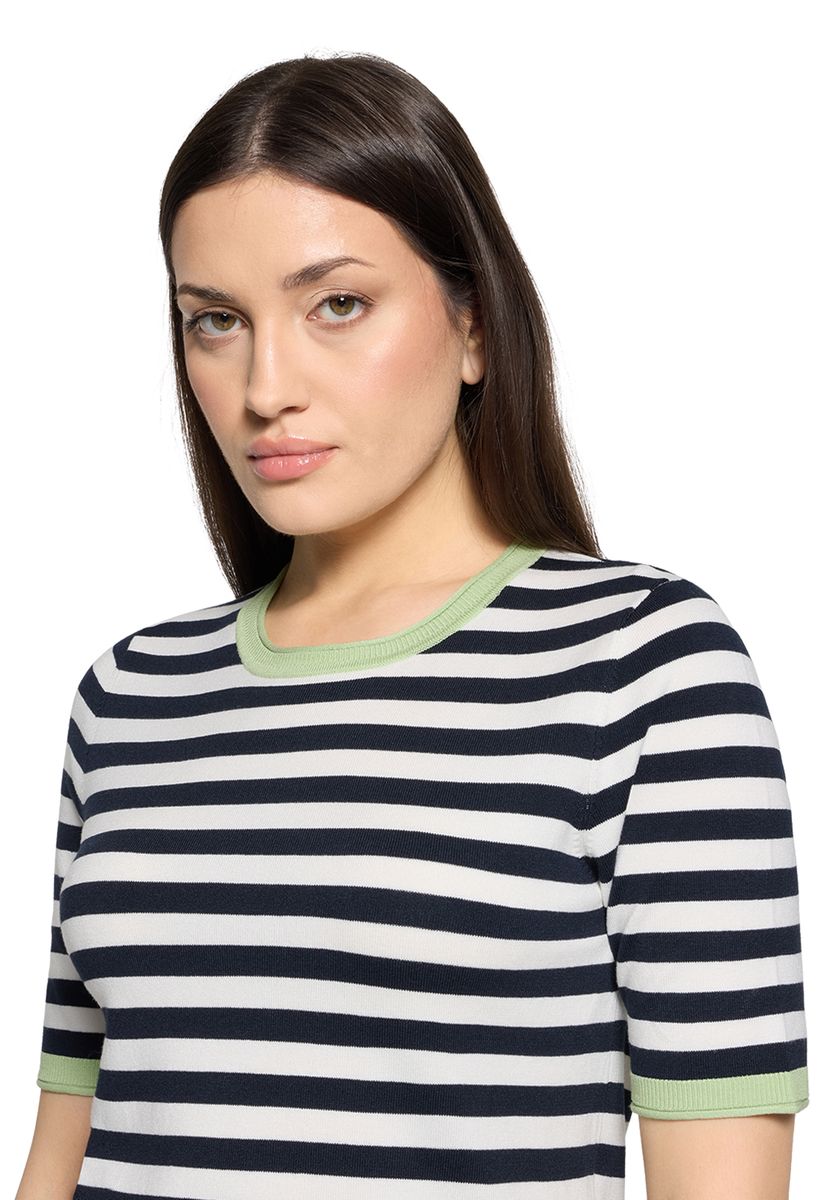 Gestreifter Kurzarm-Strickpullover