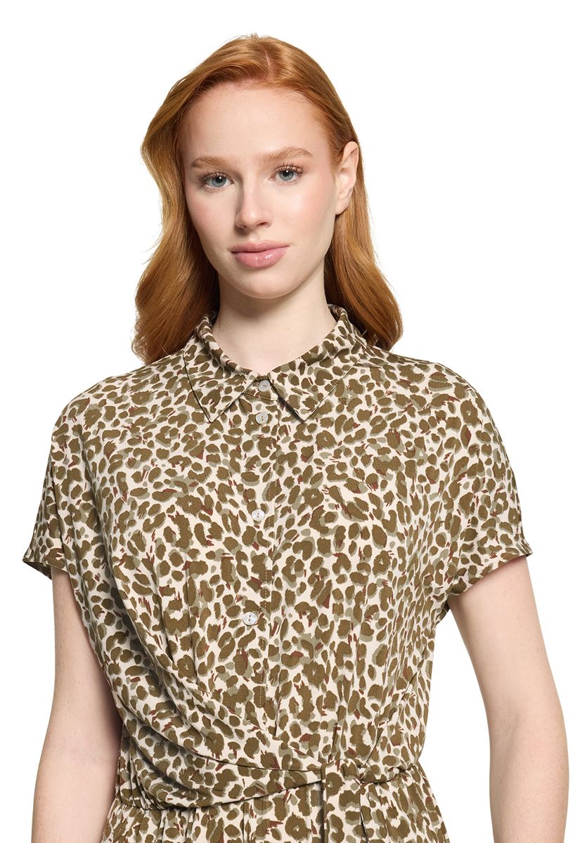 Kurzärmeliger Jumpsuit mit Animal-Print