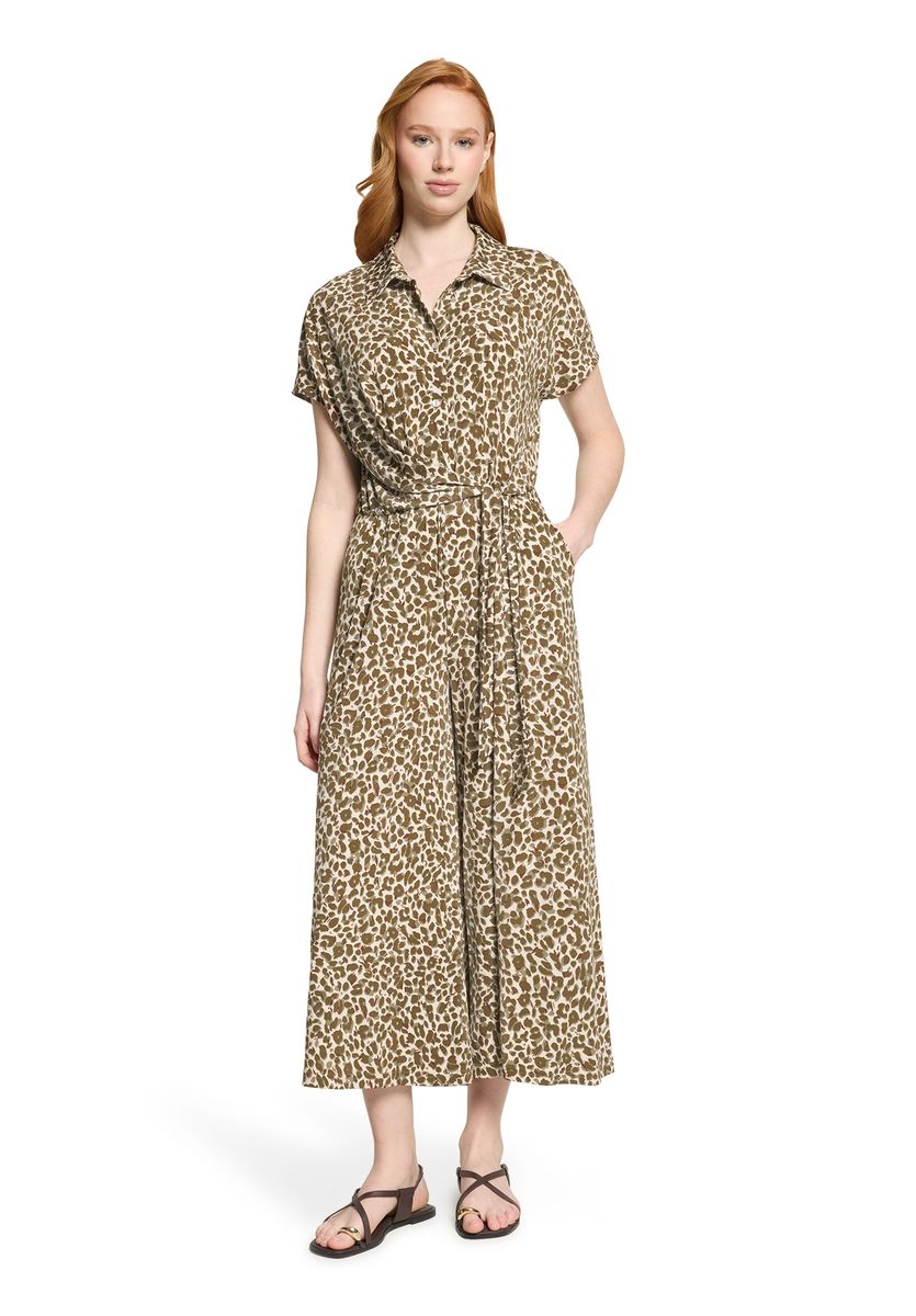 Kurzärmeliger Jumpsuit mit Animal-Print