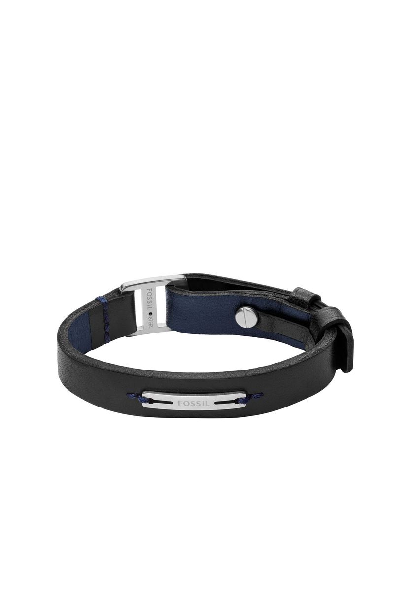 Herren Schwarzes Lederarmband mit Stahldetail