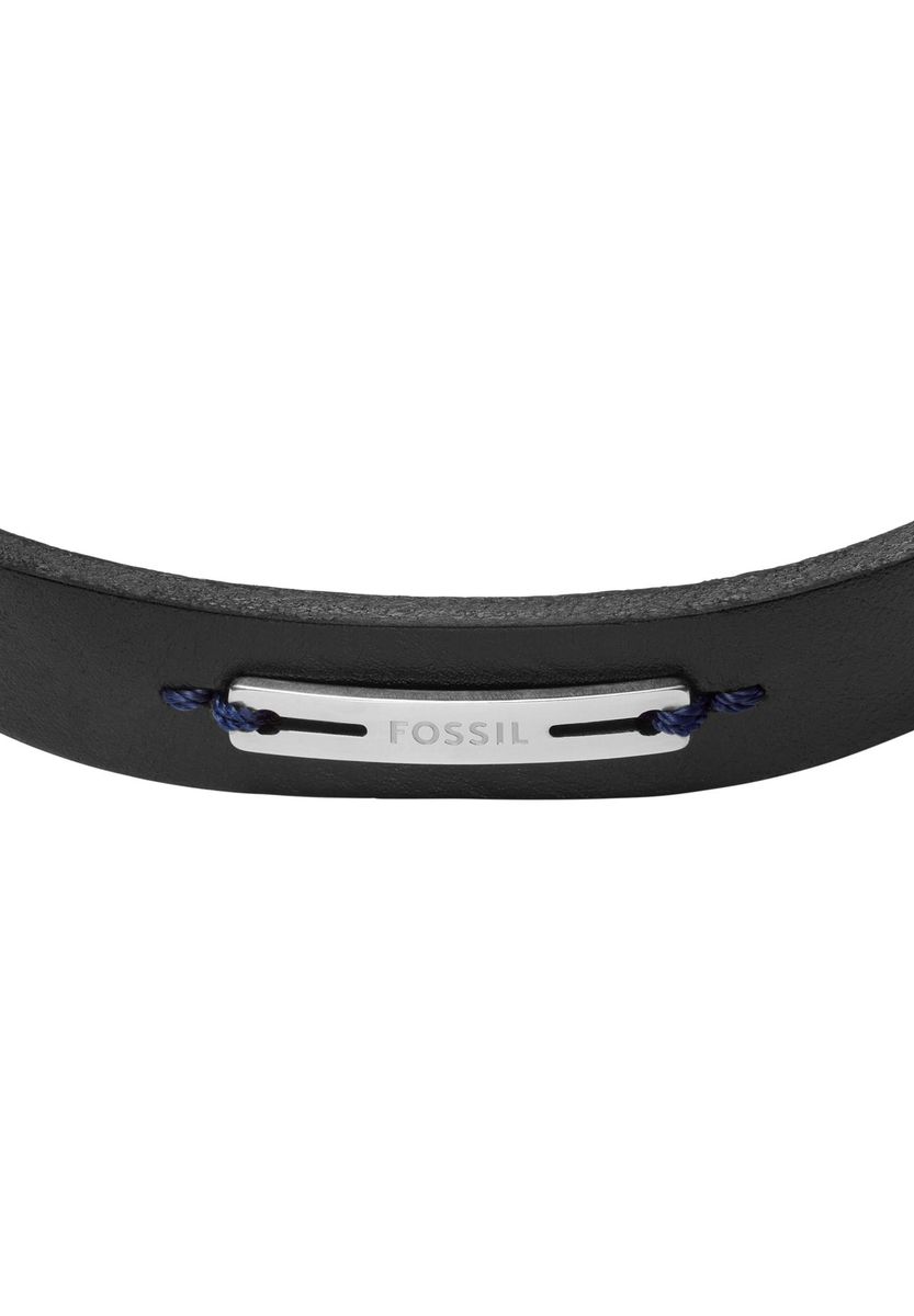 Herren Schwarzes Lederarmband mit Stahldetail