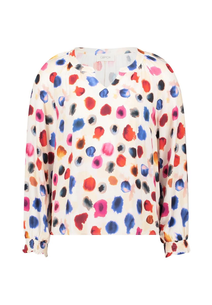 Raglan-Bluse mit künstlerischem Aquarell-Punktmuster