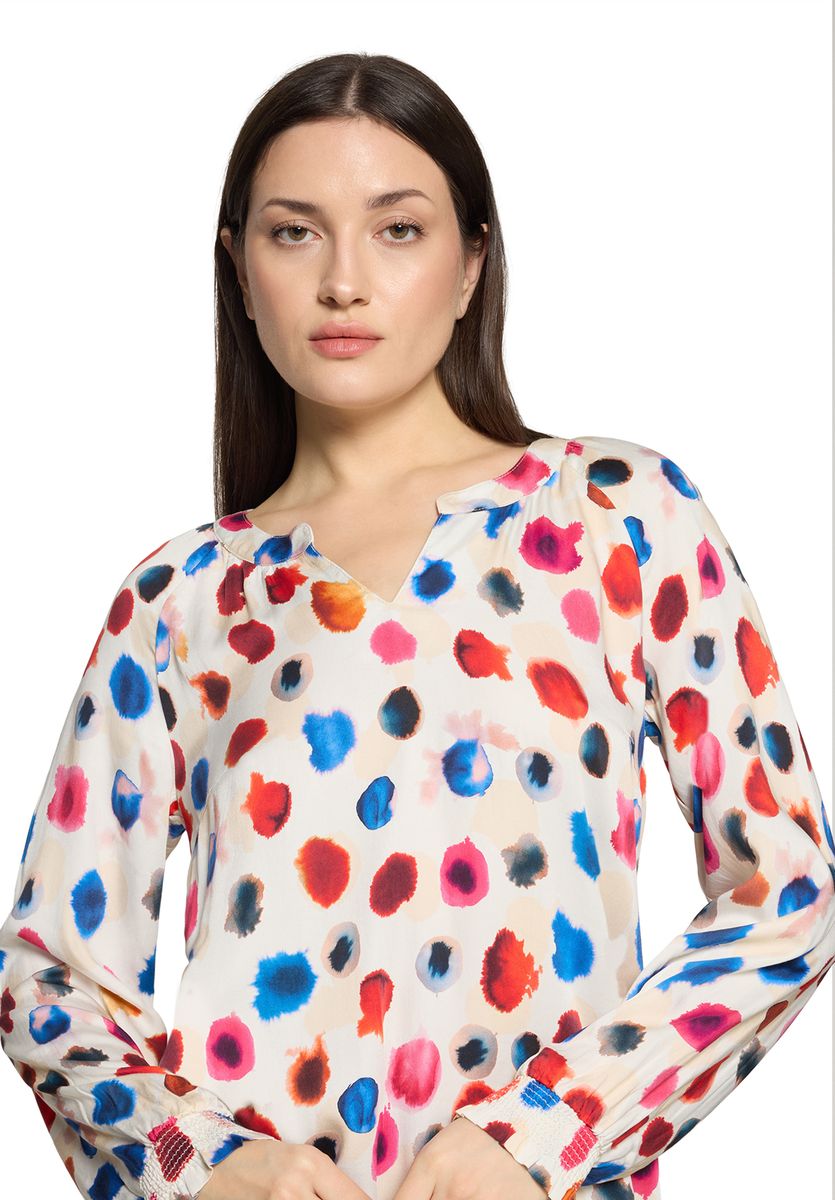 Raglan-Bluse mit künstlerischem Aquarell-Punktmuster
