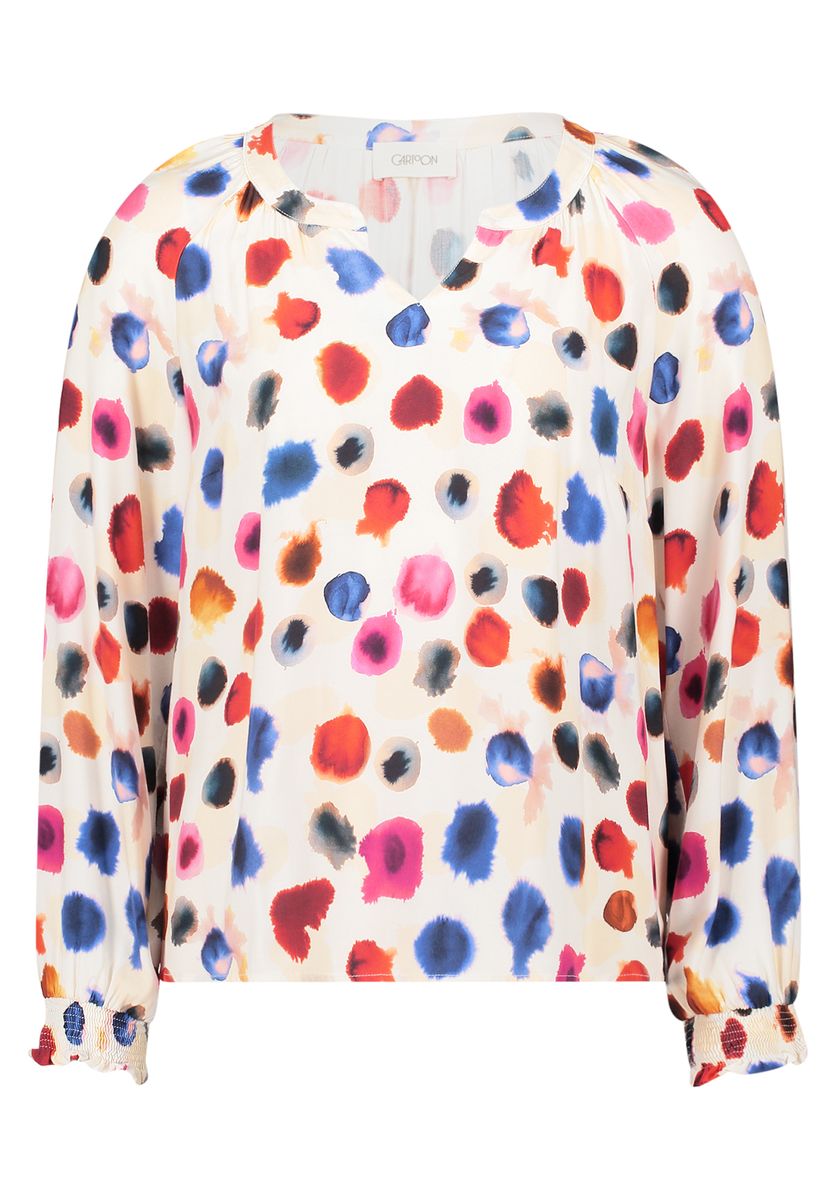 Raglan-Bluse mit künstlerischem Aquarell-Punktmuster