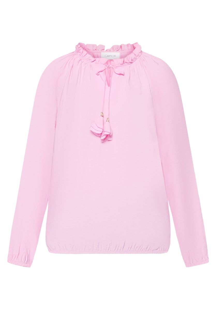 Bluse mit Rüschenkragen und Quasten