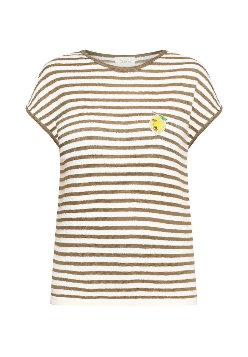 Gestreiftes Struktur-Shirt mit Patch