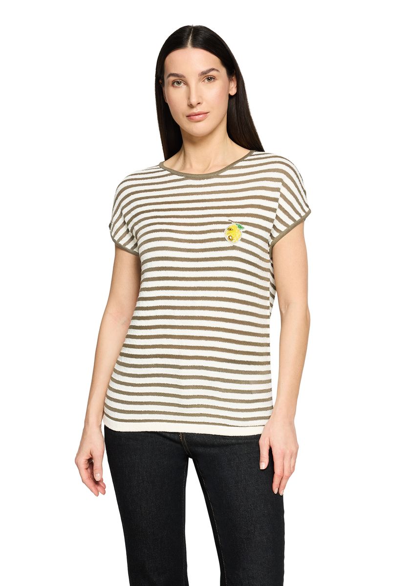 Gestreiftes Struktur-Shirt mit Patch