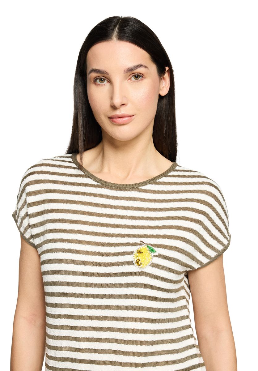 Gestreiftes Struktur-Shirt mit Patch