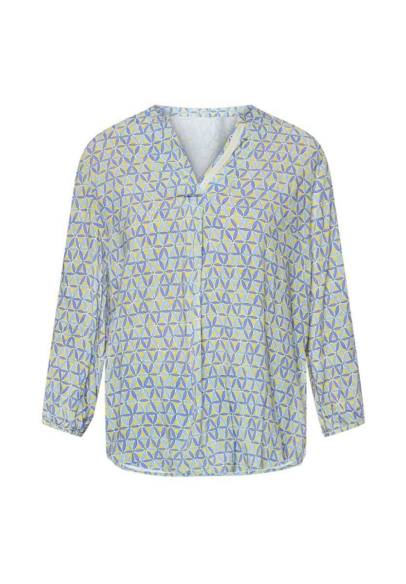 Geometrisch bedruckte Bluse mit Split-Neck
