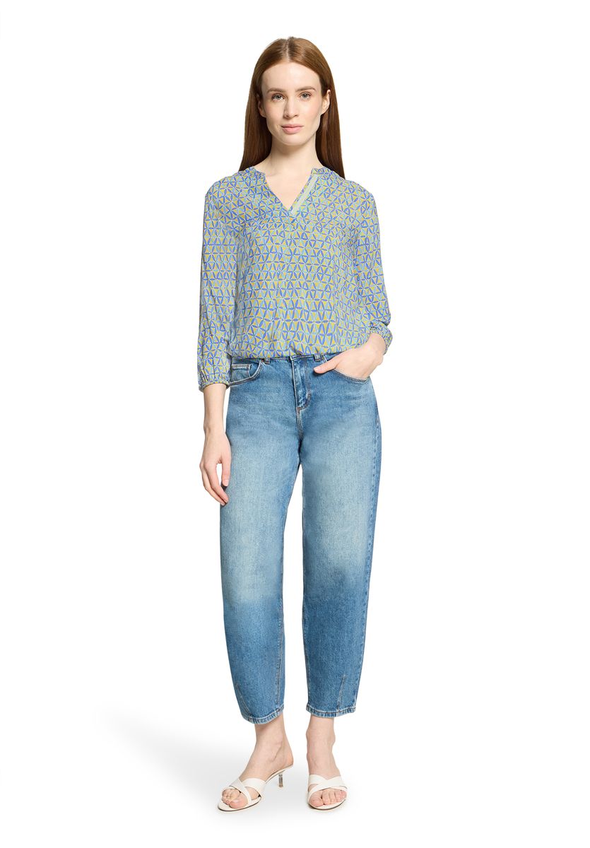 Geometrisch bedruckte Bluse mit Split-Neck
