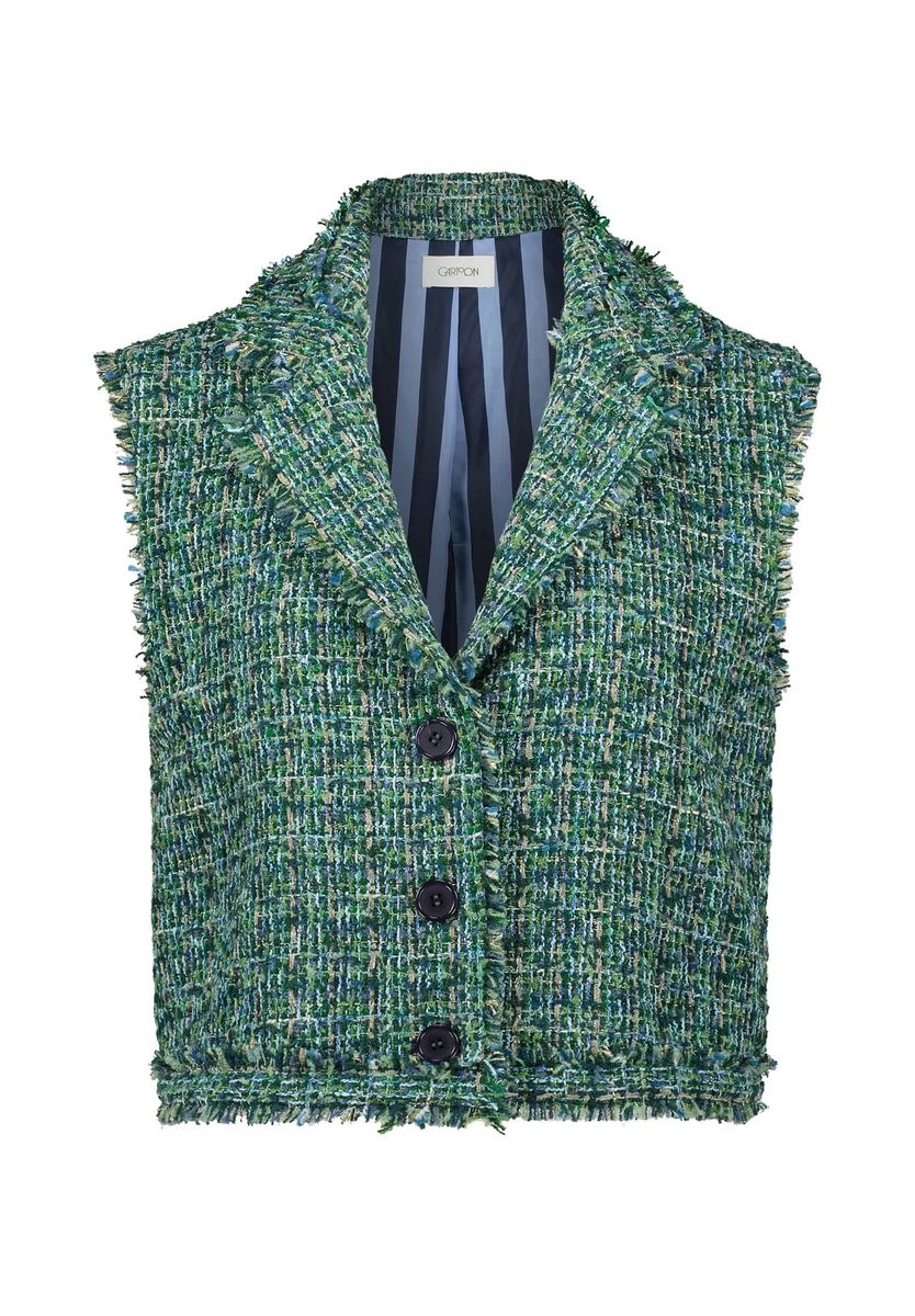 Strukturierte Tweed-Weste mit Revers