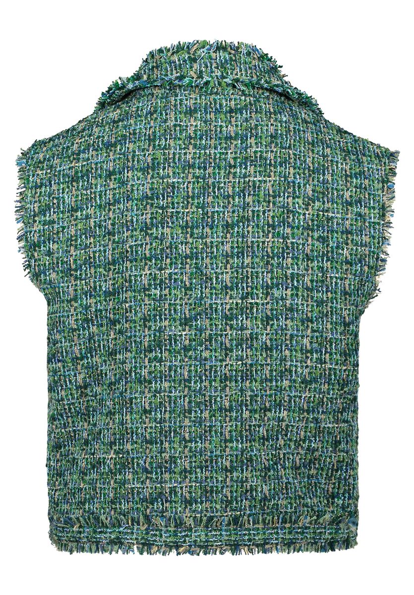 Strukturierte Tweed-Weste mit Revers
