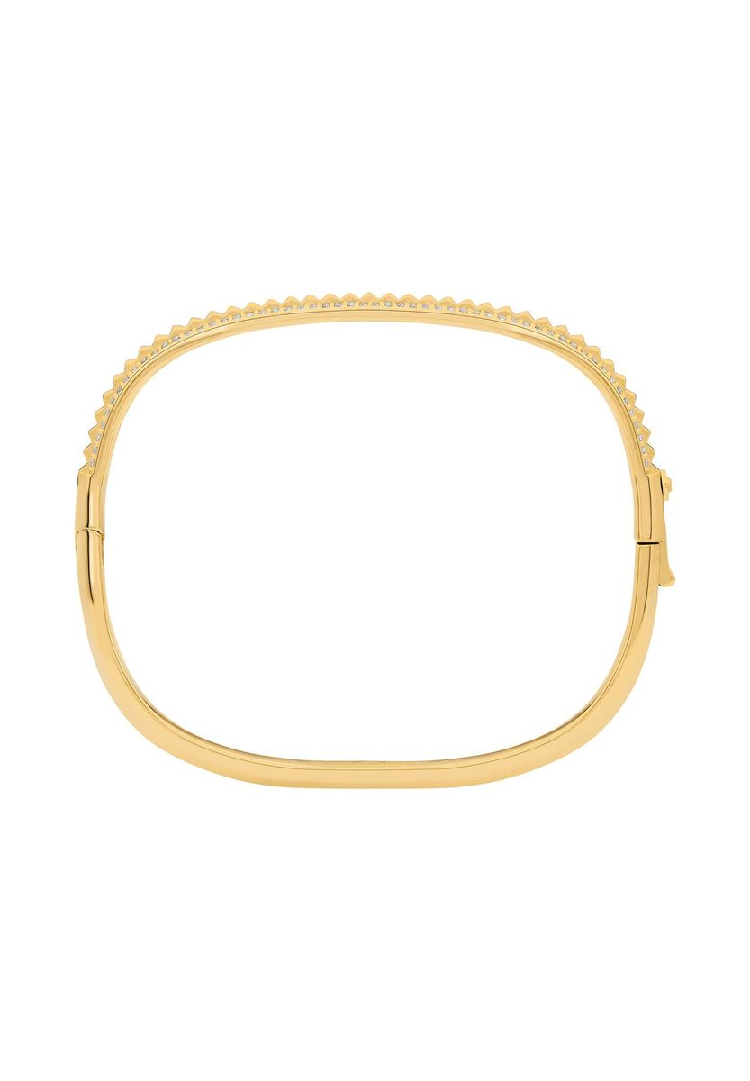 Goldfarbenes Armreif mit Kristallen