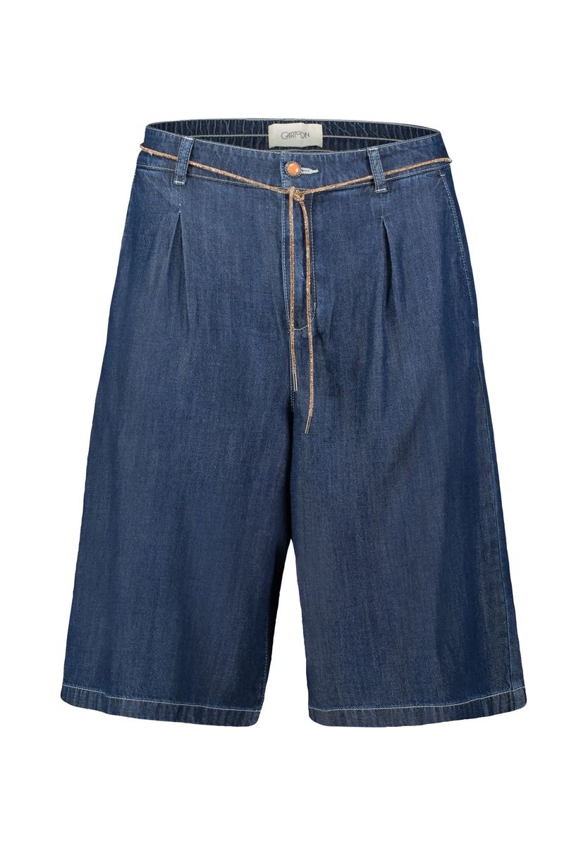 Locker geschnittene Denim-Bermuda mit Bundfalten