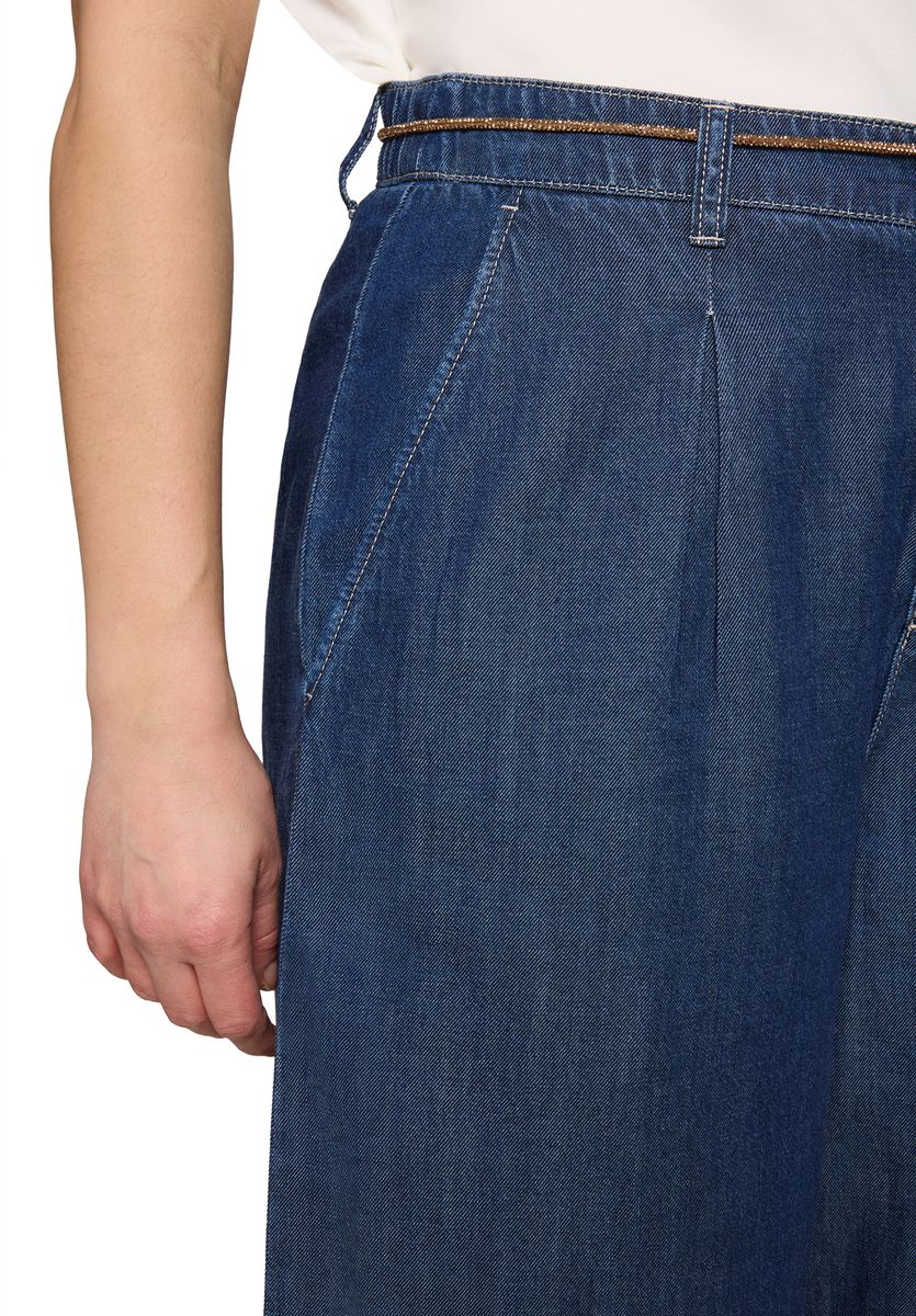 Locker geschnittene Denim-Bermuda mit Bundfalten