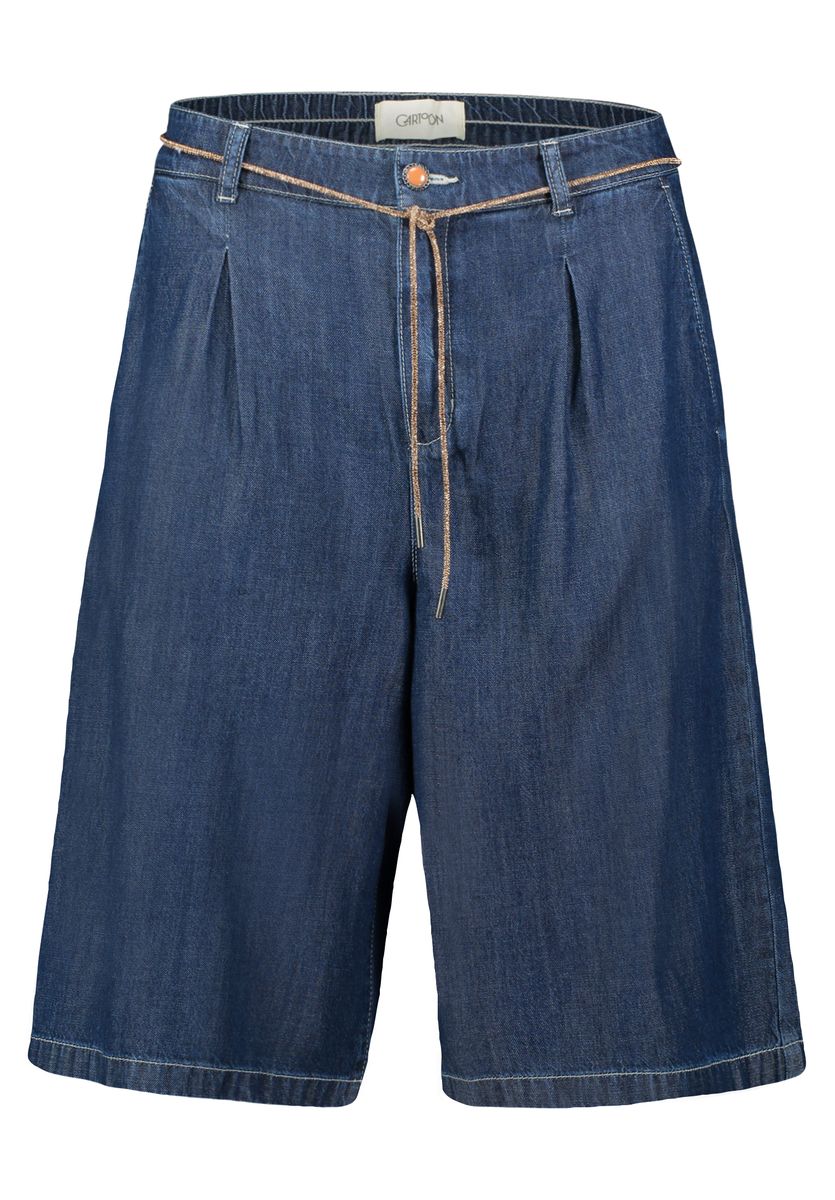 Locker geschnittene Denim-Bermuda mit Bundfalten