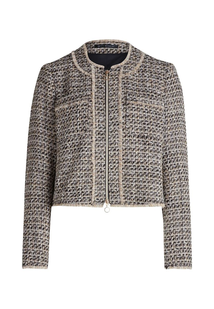 Tweedjacke mit raffinierten Fransenkanten