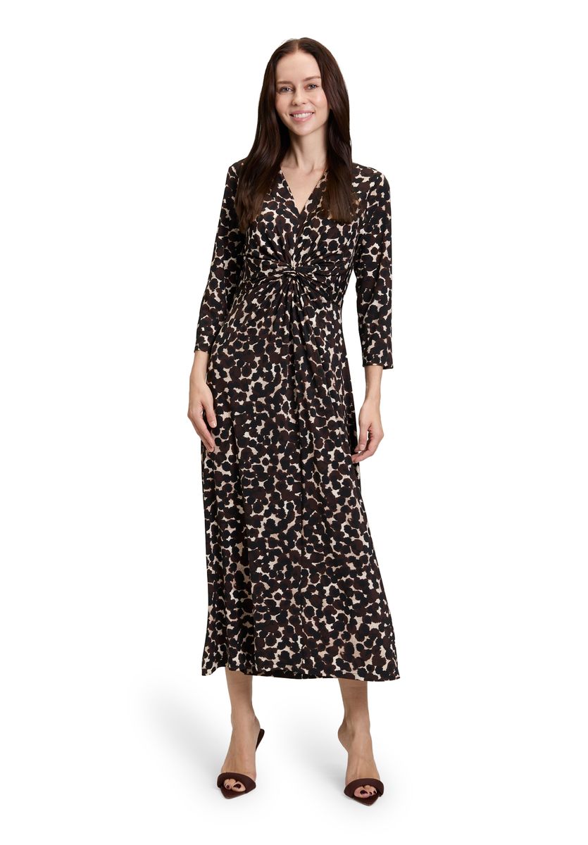 Midikleid mit Raffung und V-Ausschnitt